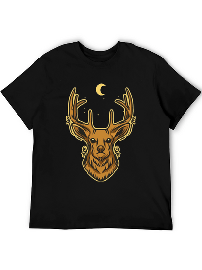 Camiseta Negra con Diseño de Ciervo Místico