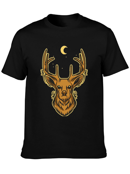 Camiseta Negra con Diseño de Ciervo Místico