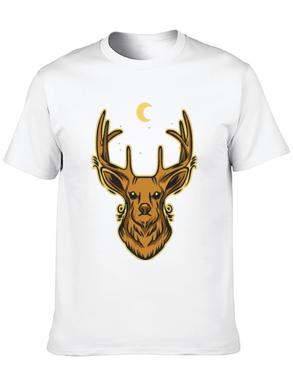 Camiseta Negra con Diseño de Ciervo Místico