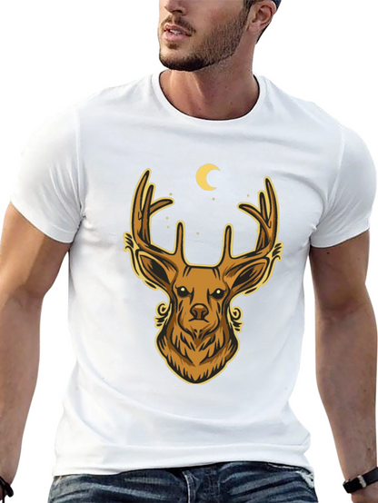 Camiseta Negra con Diseño de Ciervo Místico