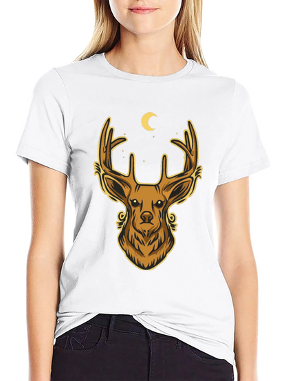 Camiseta Negra con Diseño de Ciervo Místico