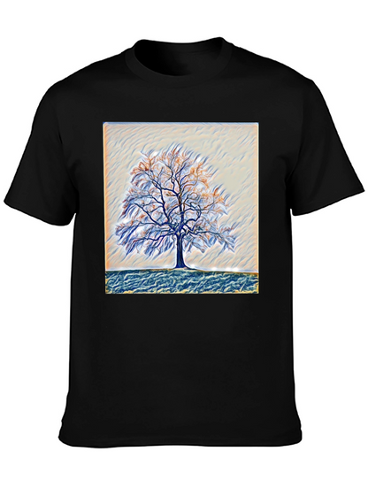Camiseta Negra con Diseño de Árbol Abstracto