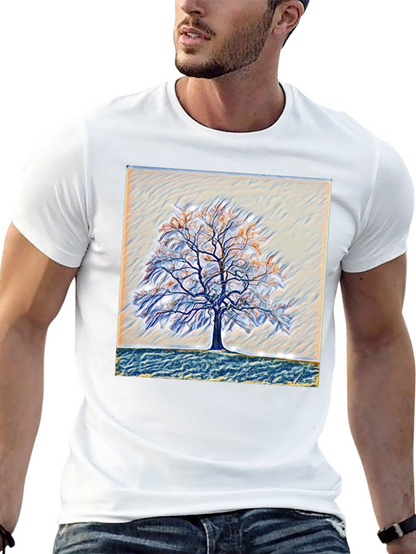 Camiseta Negra con Diseño de Árbol Abstracto