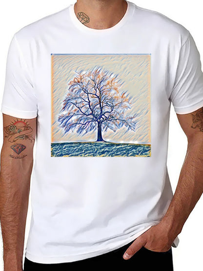 Camiseta Negra con Diseño de Árbol Abstracto