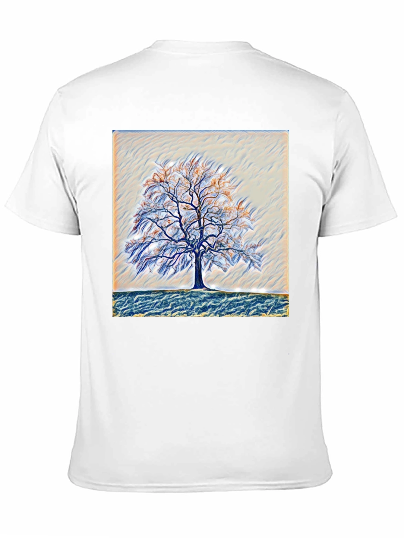 Camiseta Negra con Diseño de Árbol Abstracto