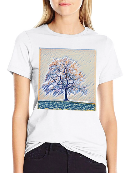 Camiseta Negra con Diseño de Árbol Abstracto