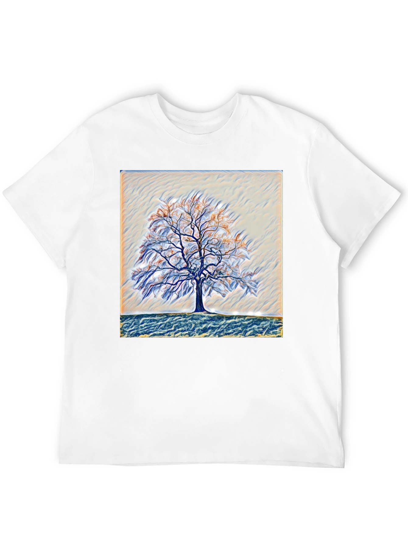 Camiseta Negra con Diseño de Árbol Abstracto