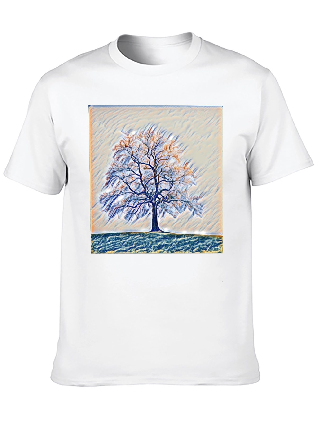 Camiseta Negra con Diseño de Árbol Abstracto