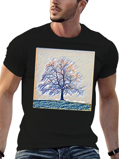 Camiseta Negra con Diseño de Árbol Abstracto