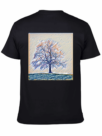 Camiseta Negra con Diseño de Árbol Abstracto