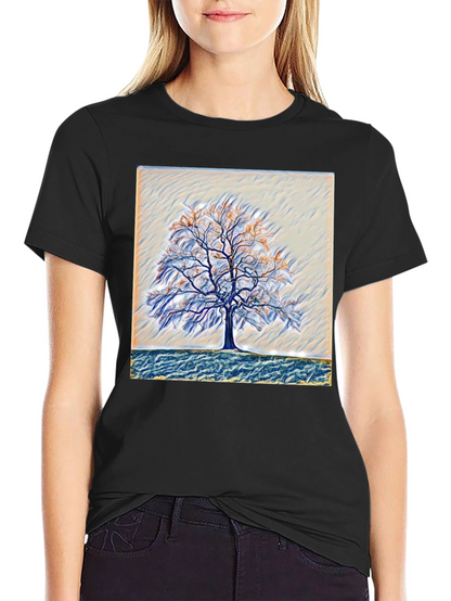Camiseta Negra con Diseño de Árbol Abstracto