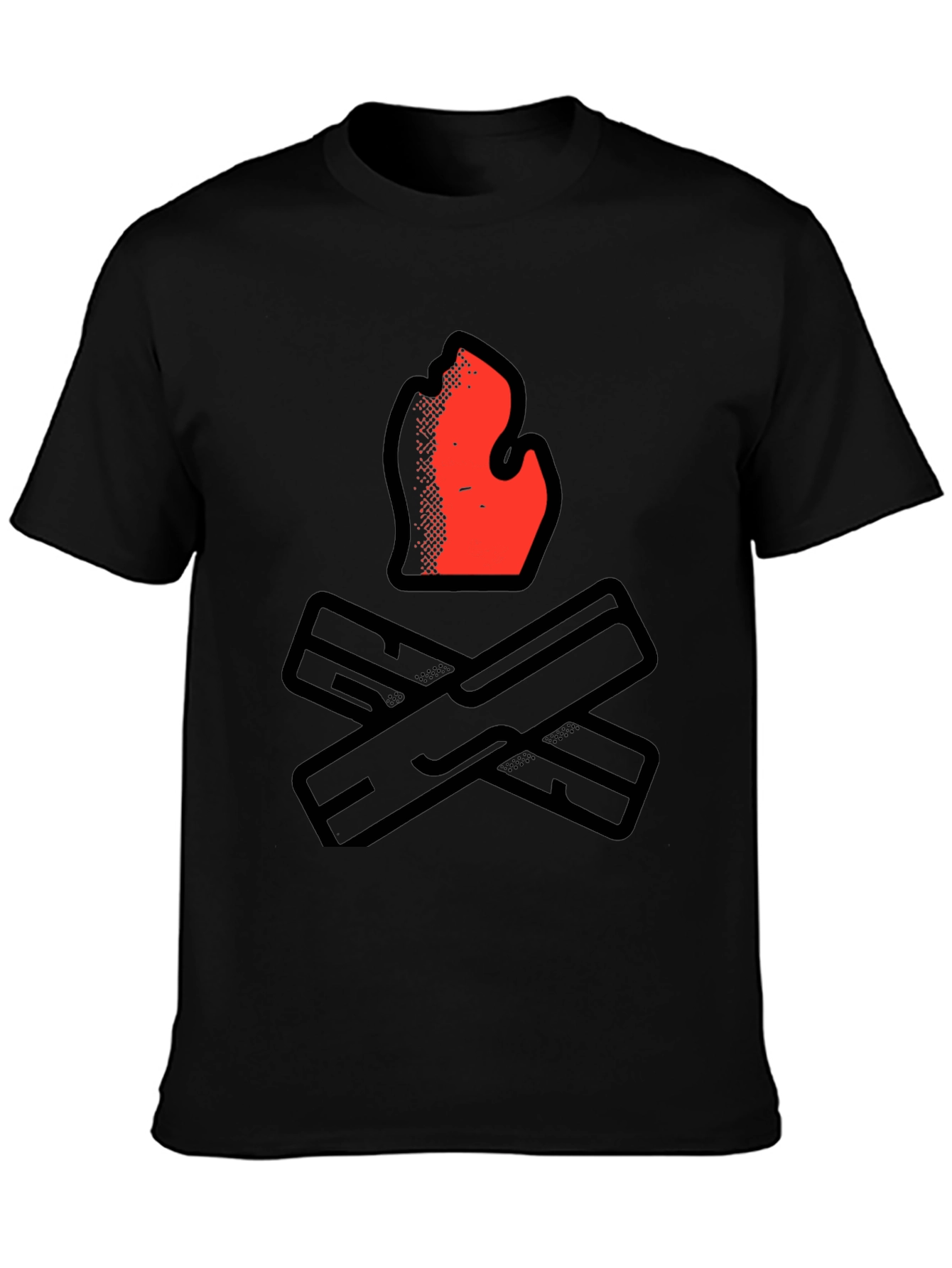 Camiseta Negra con Diseño de Fogata