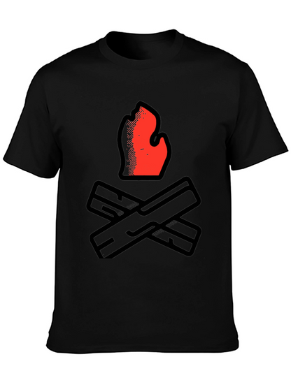 Camiseta Negra con Diseño de Fogata