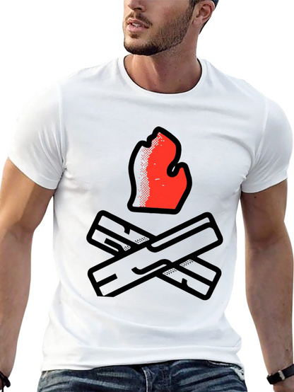 Camiseta Negra con Diseño de Fogata