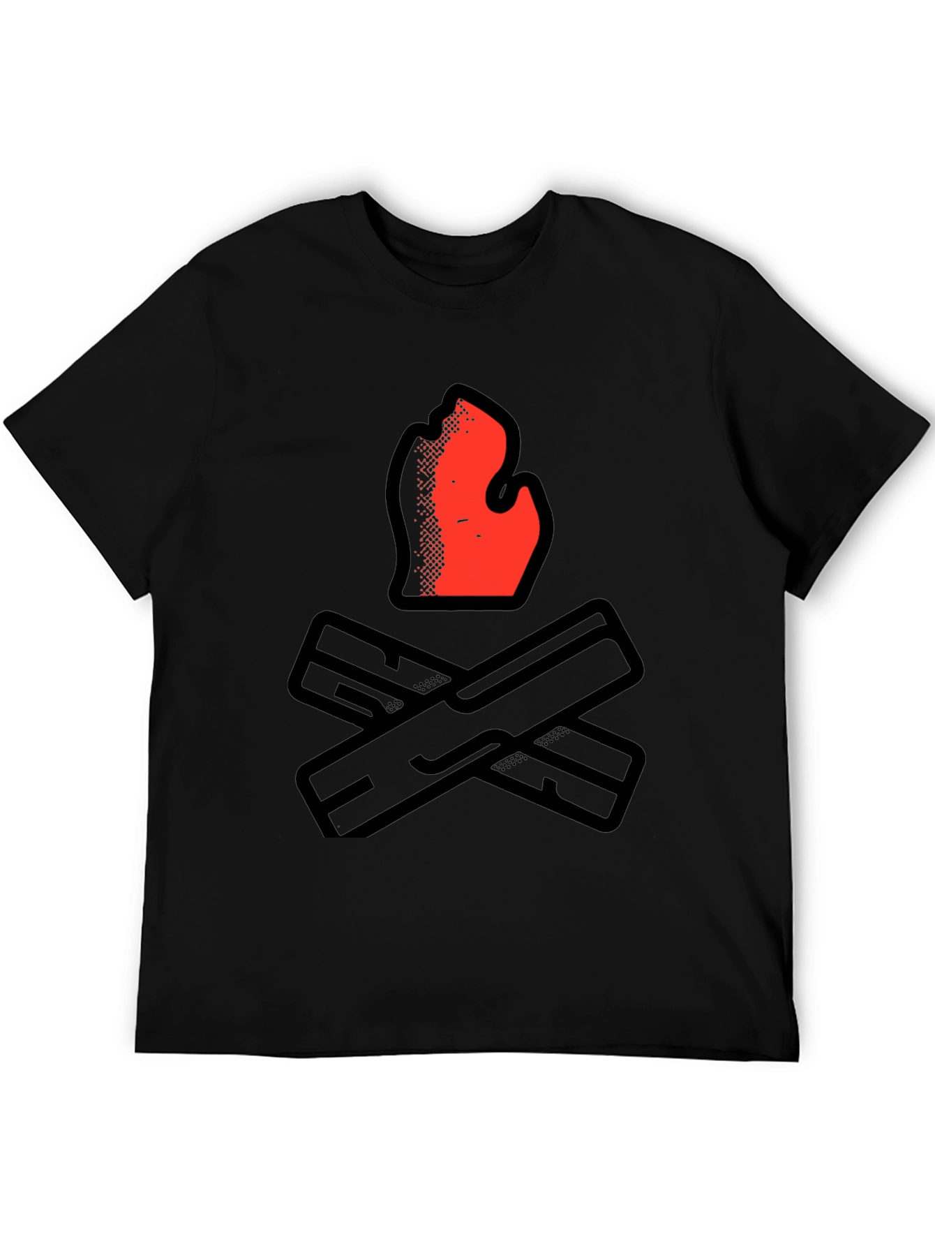 Camiseta Negra con Diseño de Fogata