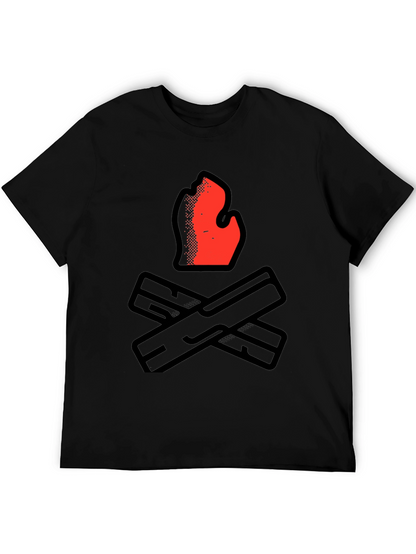 Camiseta Negra con Diseño de Fogata