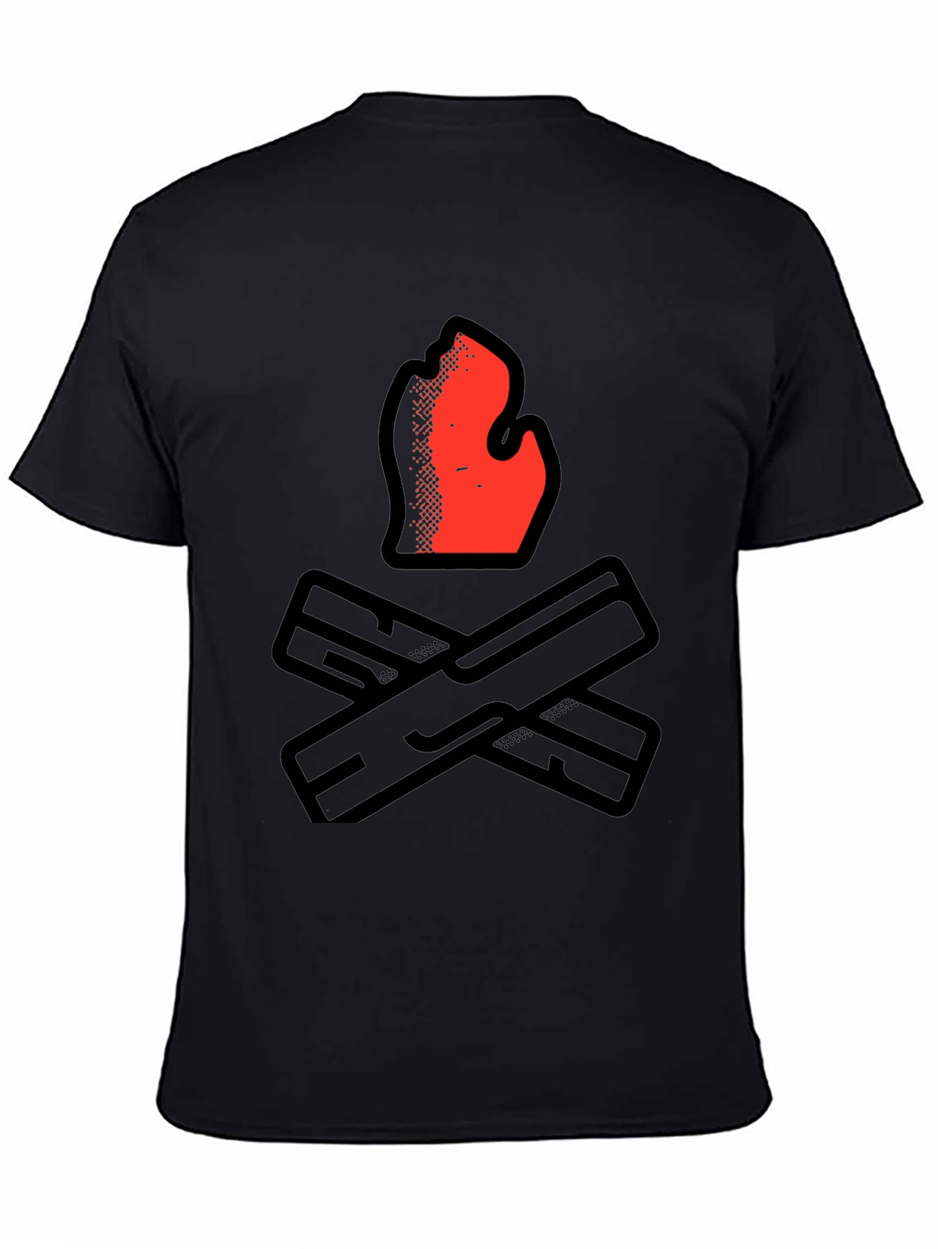 Camiseta Negra con Diseño de Fogata