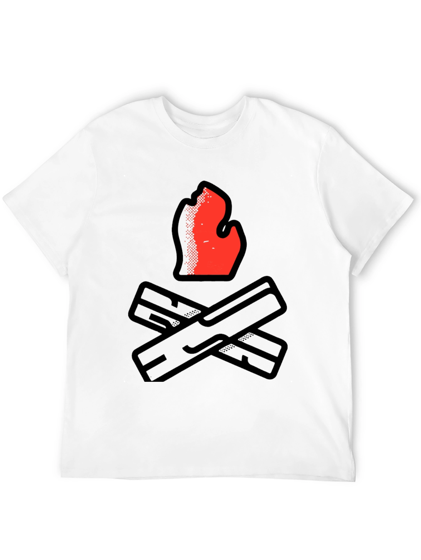 Camiseta Negra con Diseño de Fogata