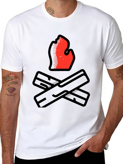 Camiseta Negra con Diseño de Fogata