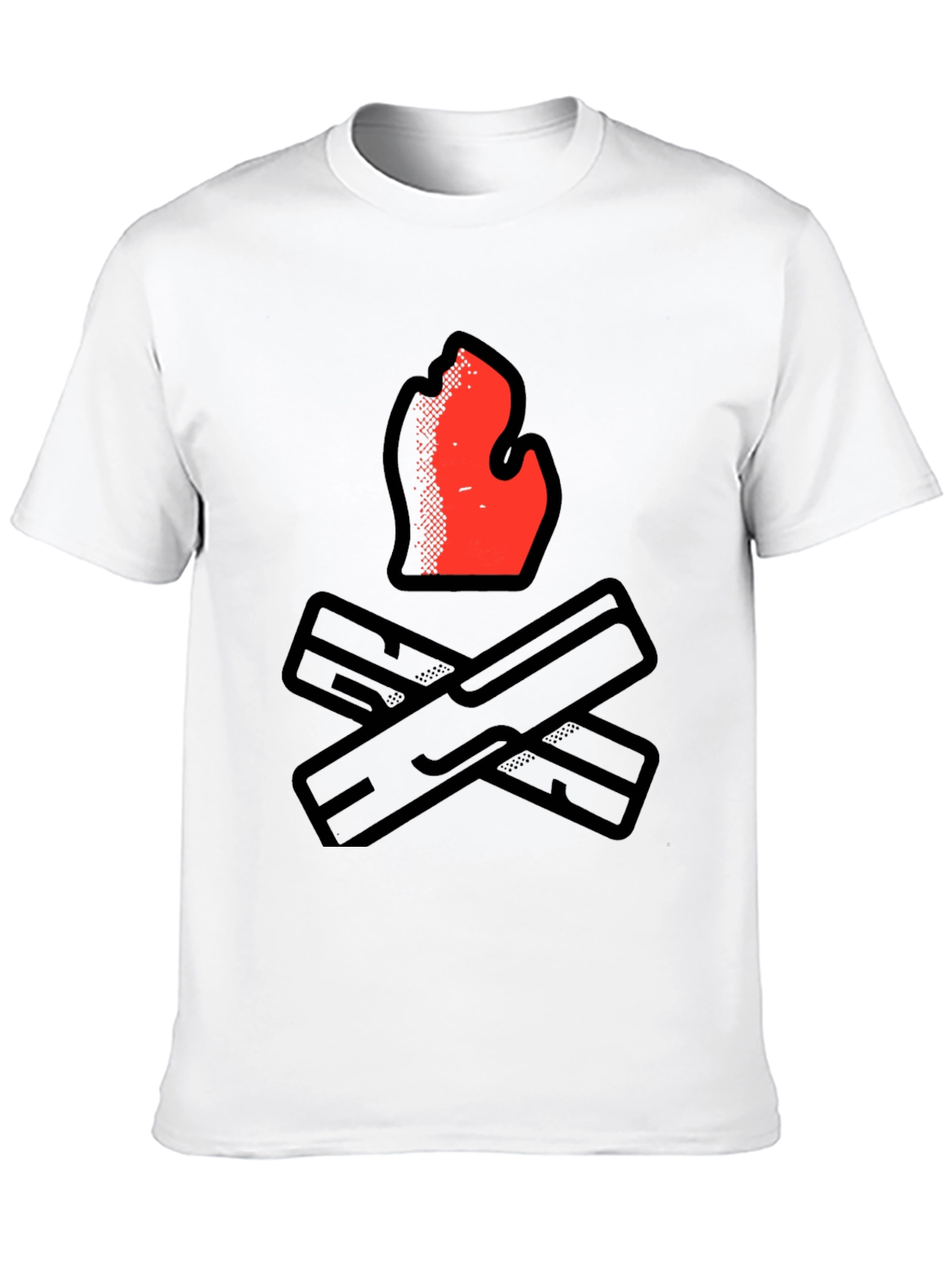 Camiseta Negra con Diseño de Fogata