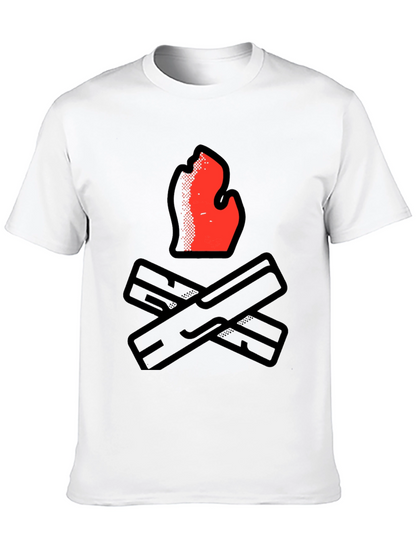 Camiseta Negra con Diseño de Fogata
