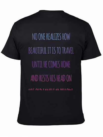 Camiseta Negra con Mensaje Inspirador de Viajes
