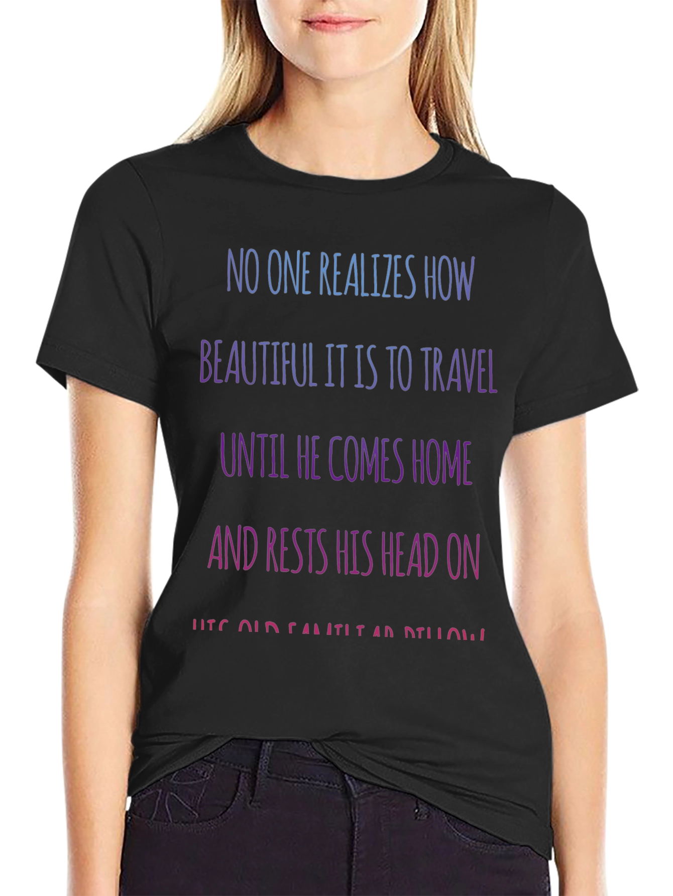 Camiseta Negra con Mensaje Inspirador de Viajes
