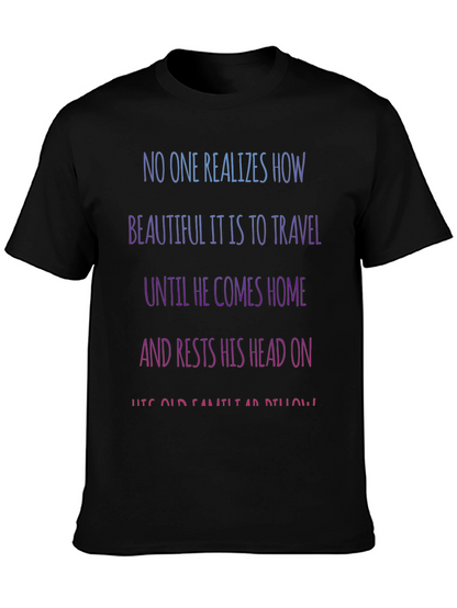 Camiseta Negra con Mensaje Inspirador de Viajes