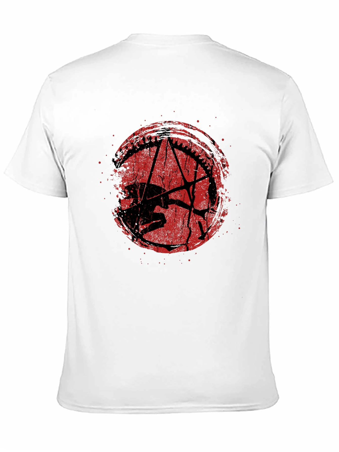 Camiseta Negra Estampado Grunge Rojo