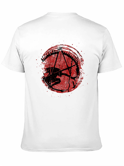 Camiseta Negra Estampado Grunge Rojo