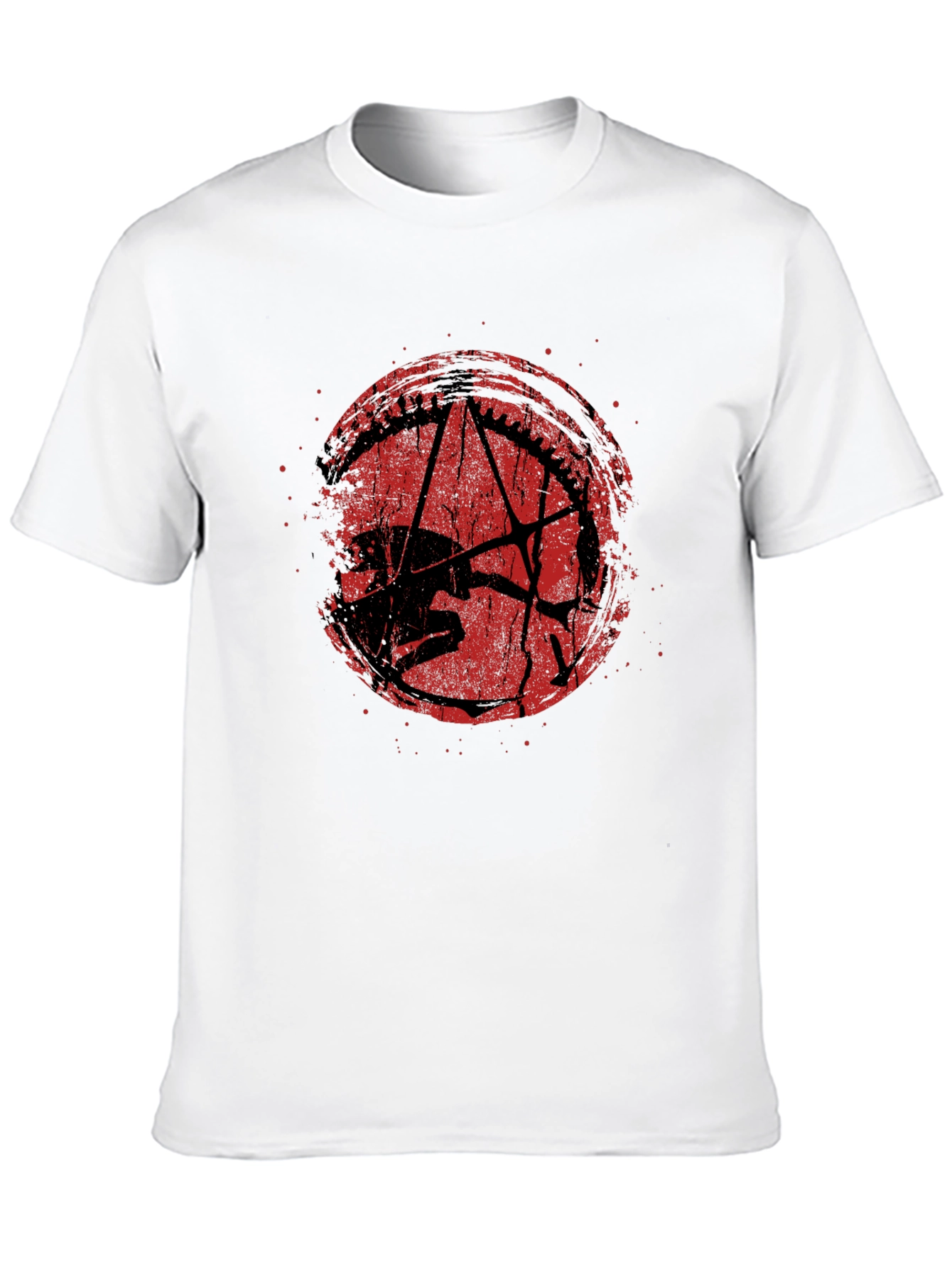 Camiseta Negra Estampado Grunge Rojo