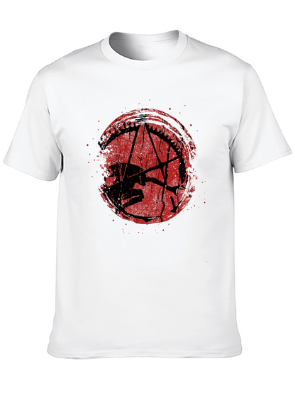 Camiseta Negra Estampado Grunge Rojo
