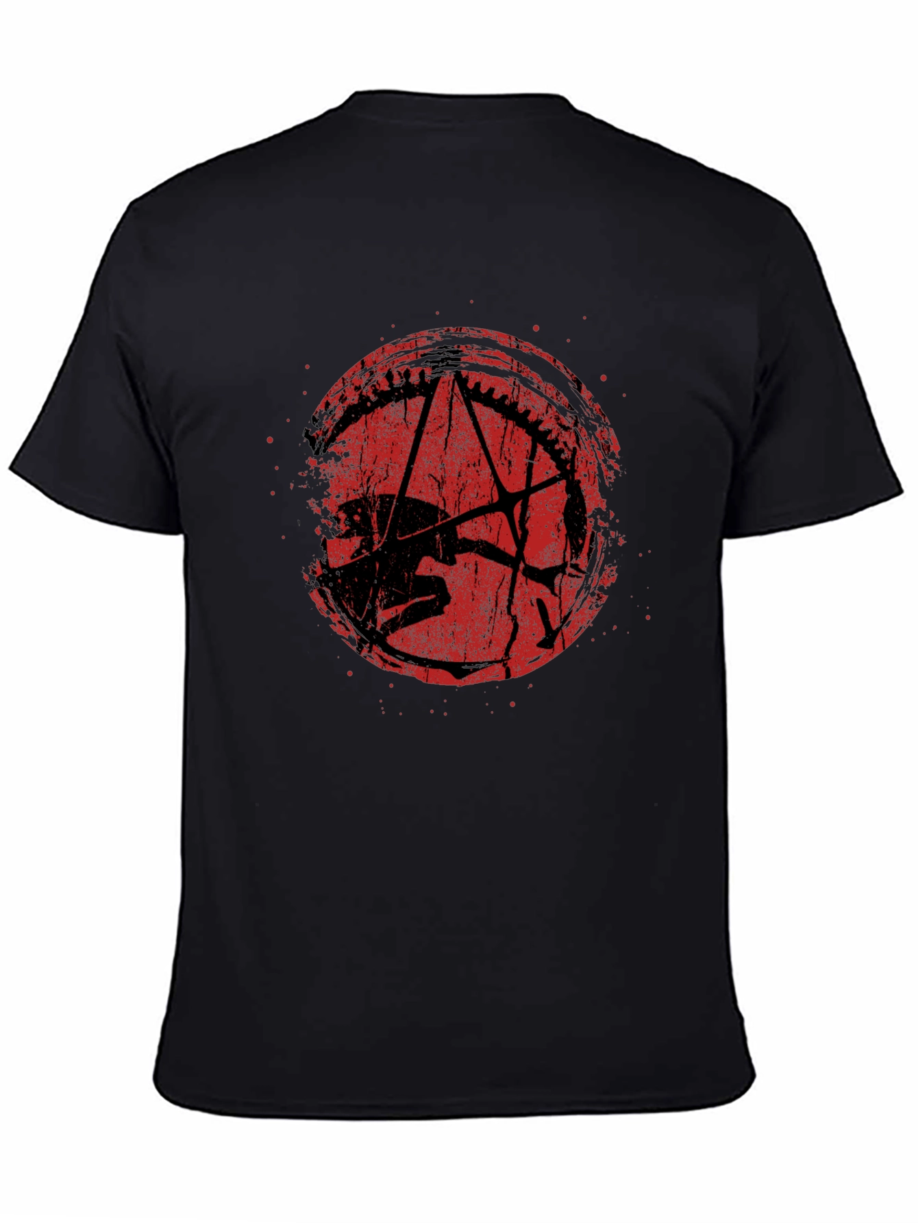 Camiseta Negra Estampado Grunge Rojo