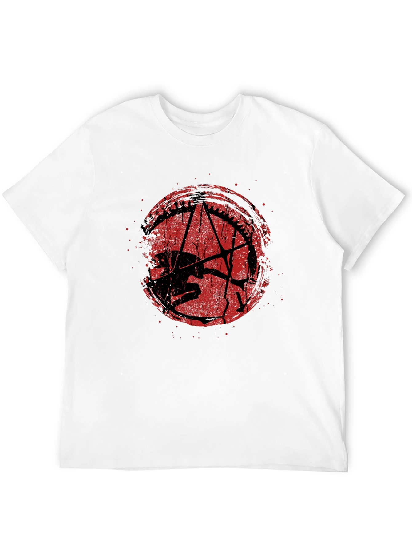 Camiseta Negra Estampado Grunge Rojo