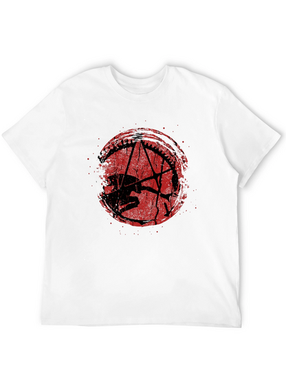 Camiseta Negra Estampado Grunge Rojo