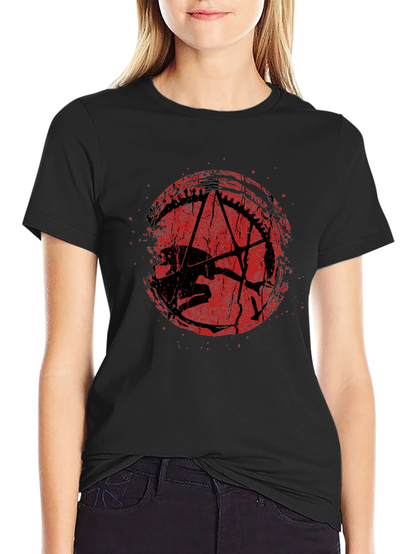 Camiseta Negra Estampado Grunge Rojo