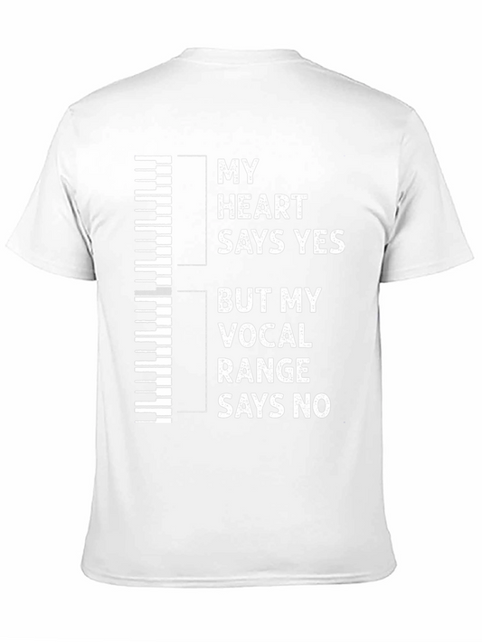 Camiseta Negra Humor Musical: Corazón Dice Sí Rango Vocal No