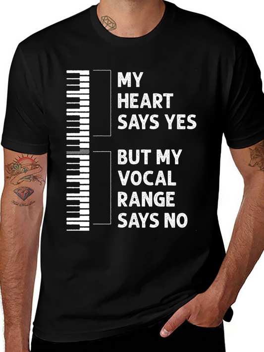 Camiseta Negra Humor Musical: Corazón Dice Sí Rango Vocal No