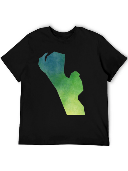 Camiseta Negra con Diseño Abstracto Degradado