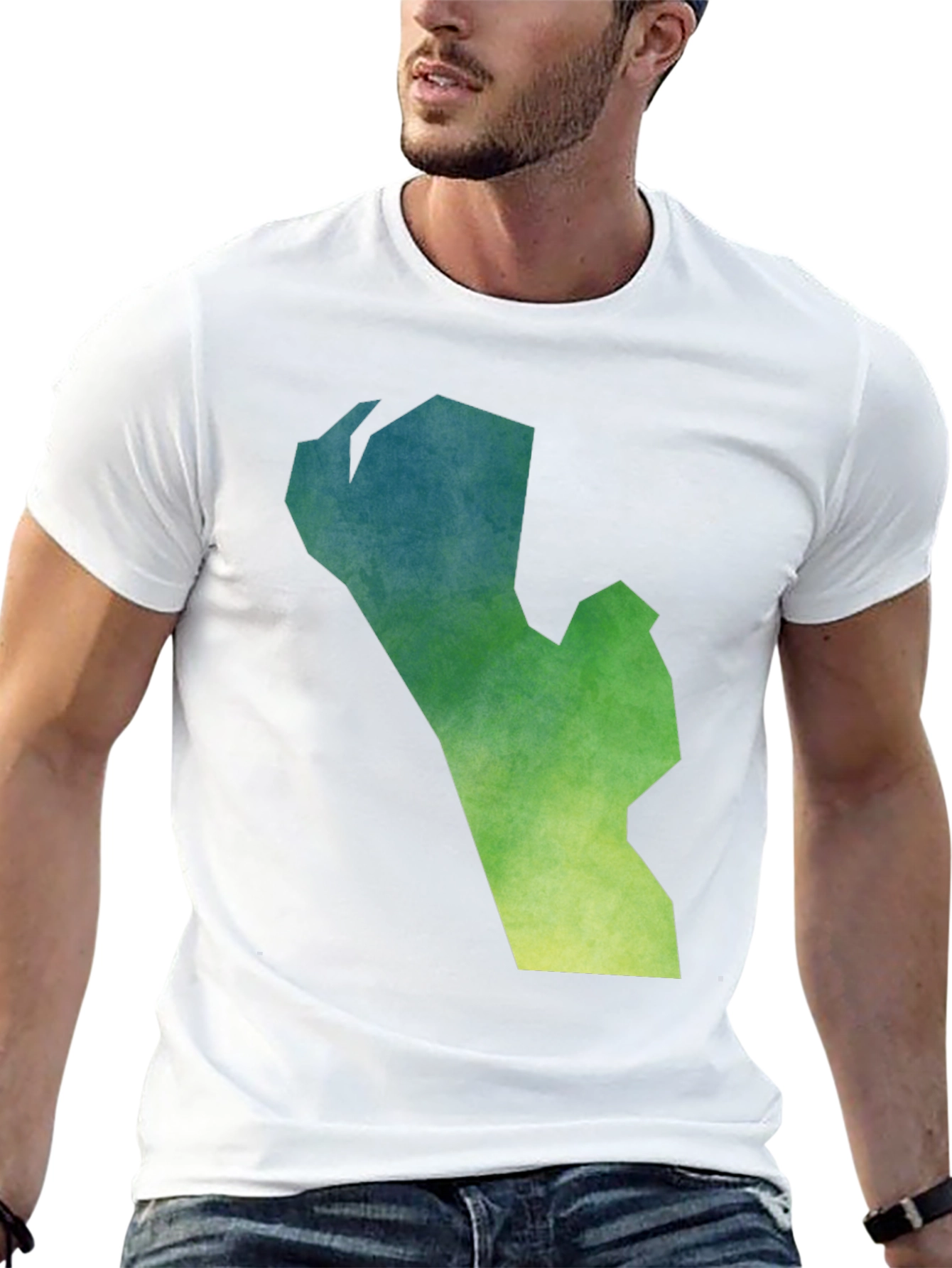 Camiseta Negra con Diseño Abstracto Degradado