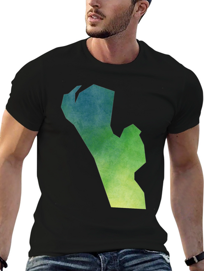 Camiseta Negra con Diseño Abstracto Degradado