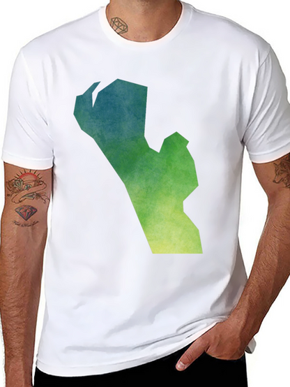 Camiseta Negra con Diseño Abstracto Degradado