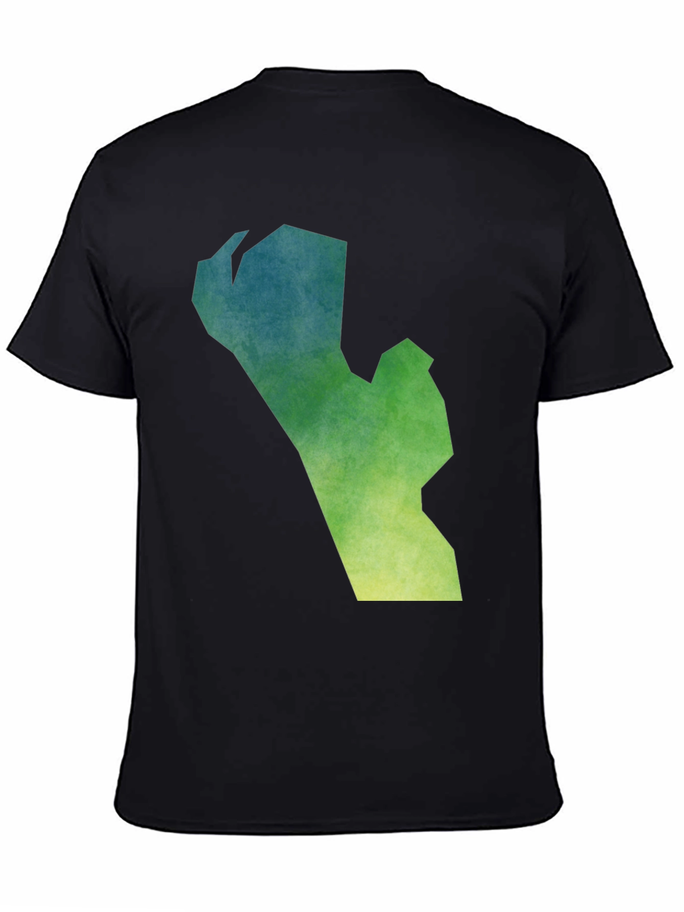 Camiseta Negra con Diseño Abstracto Degradado