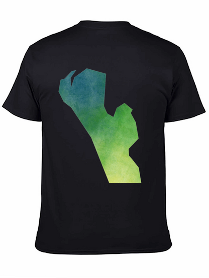 Camiseta Negra con Diseño Abstracto Degradado