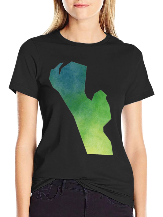Camiseta Negra con Diseño Abstracto Degradado