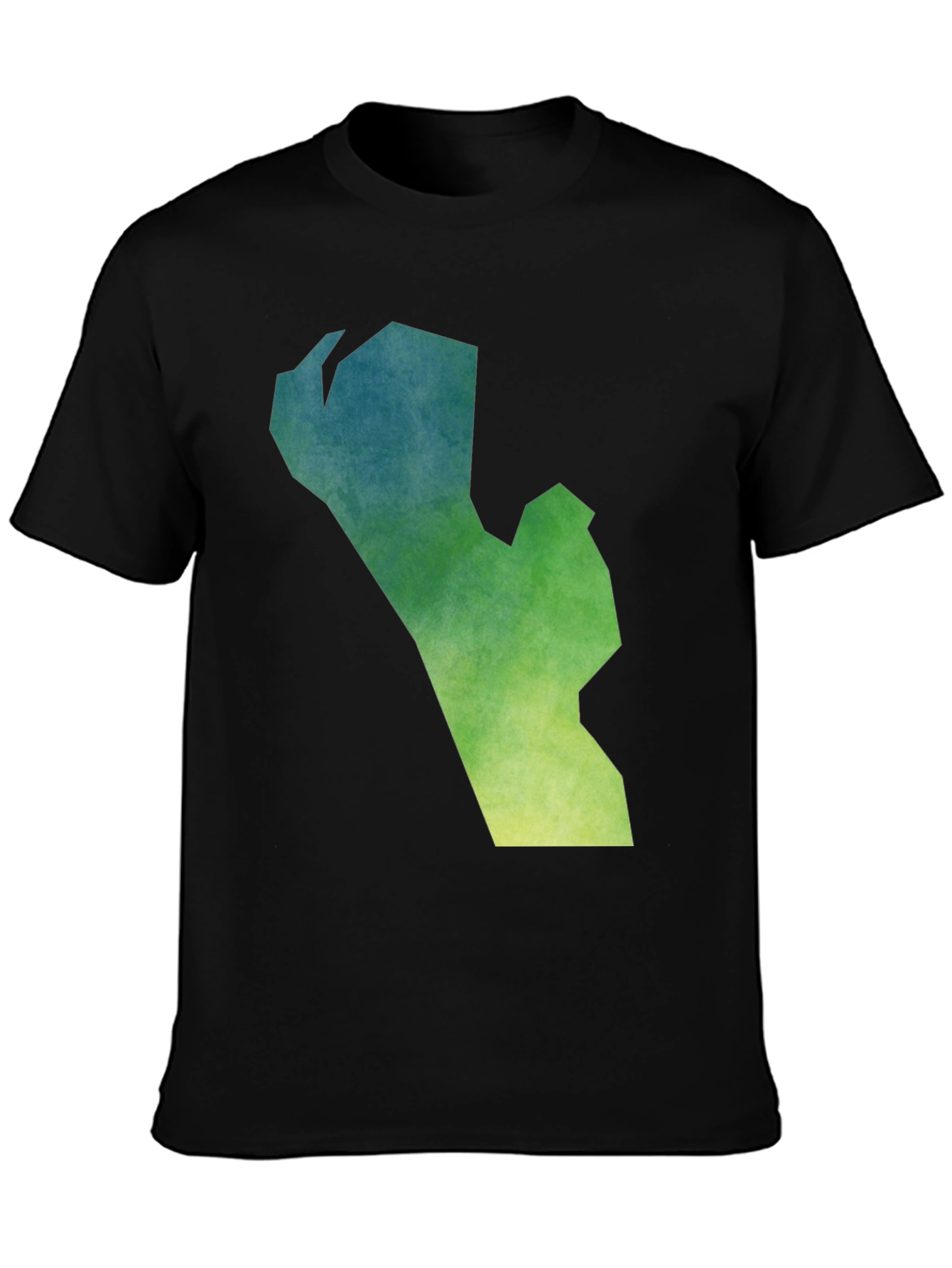 Camiseta Negra con Diseño Abstracto Degradado