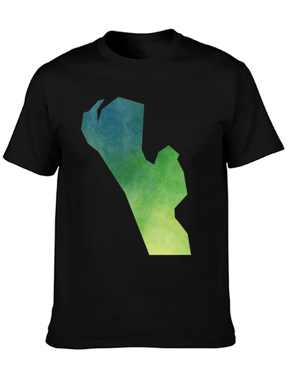 Camiseta Negra con Diseño Abstracto Degradado
