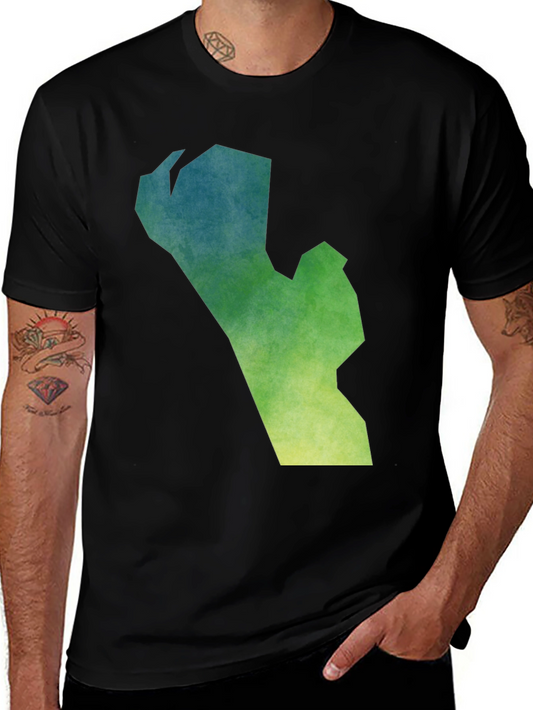 Camiseta Negra con Diseño Abstracto Degradado