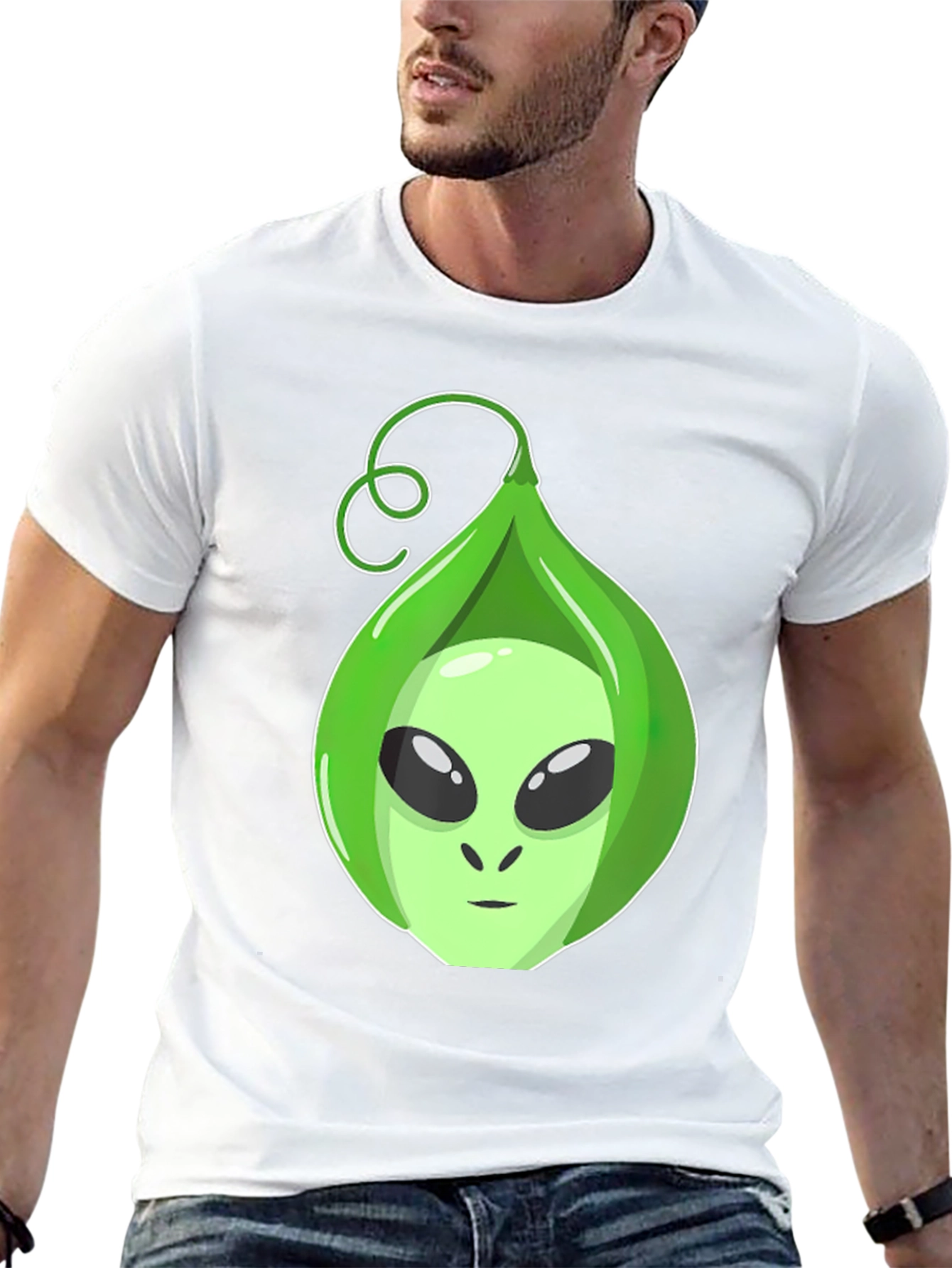 Camiseta Hombre con Diseño Alienígena en Vaina