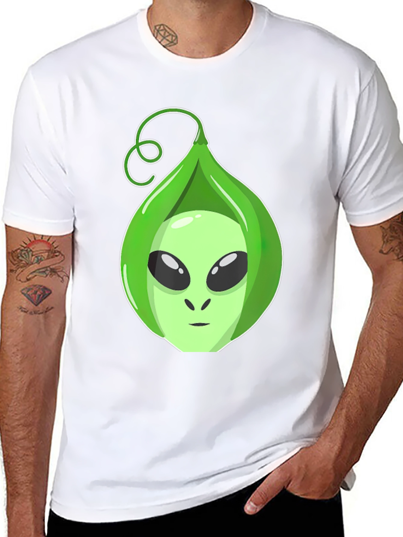 Camiseta Hombre con Diseño Alienígena en Vaina